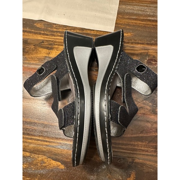 Alegria Women's‎ Black Glitter Wedge Sandals Size 40 or US 9.5-10 - Picture 6 of 13